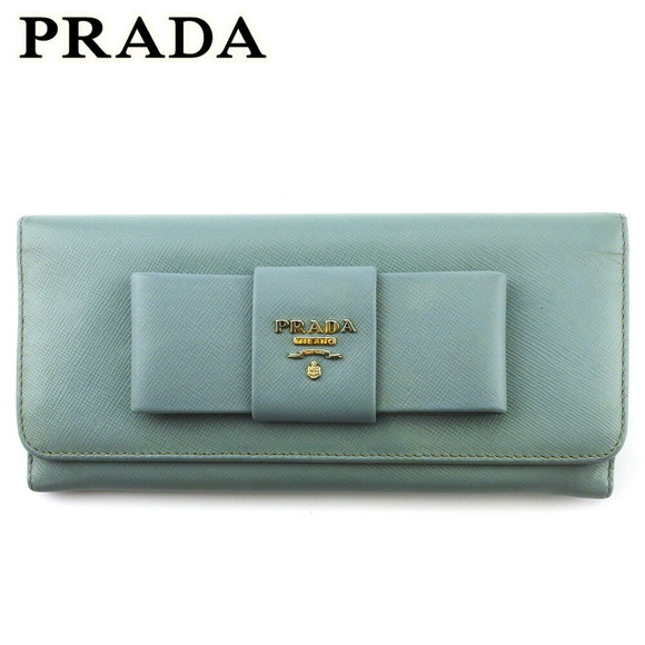 Prada A Saffiano long leather Wallet ribbon blue - Picture 1 of 6